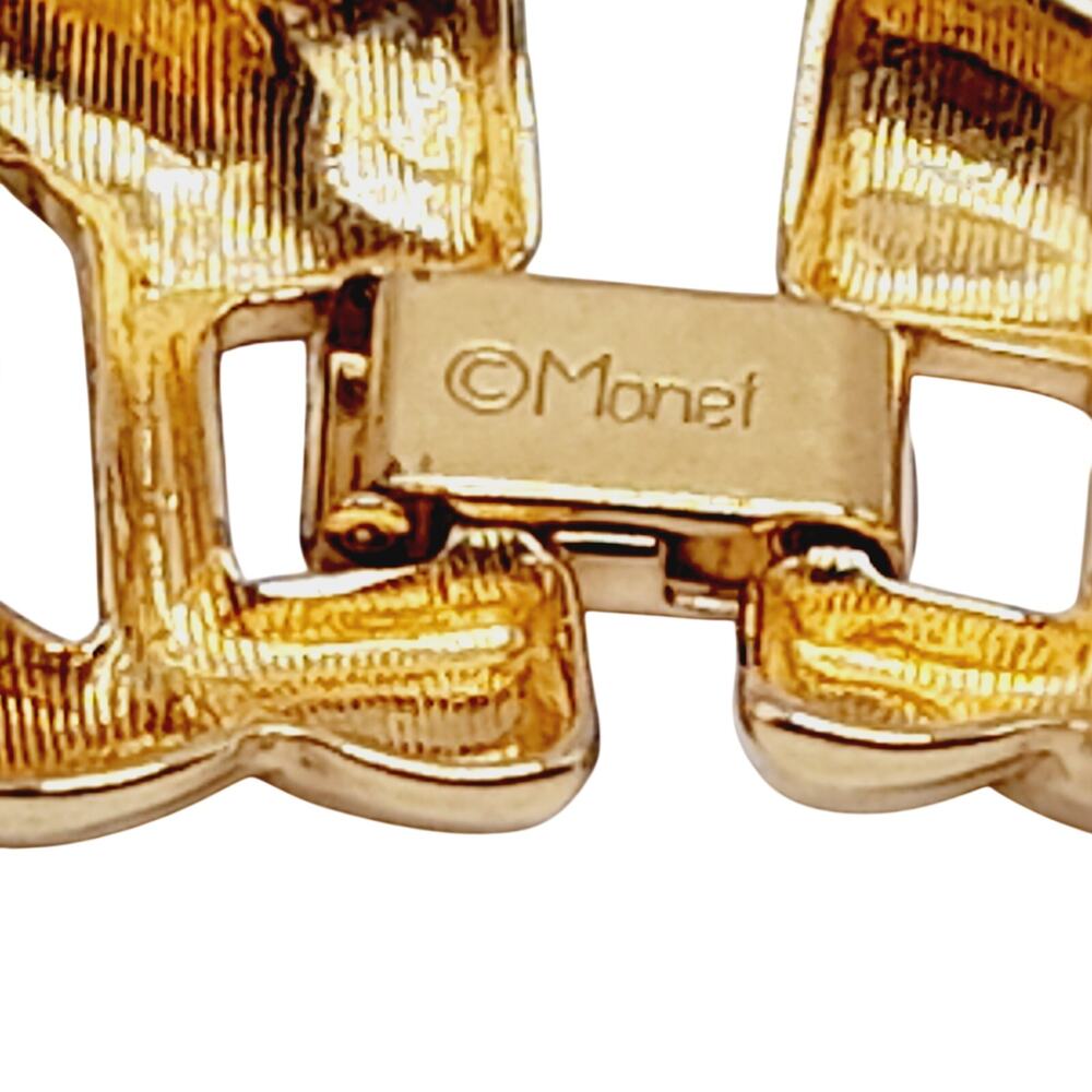 Vintage MONET Gold Plated Chunky Link Necklace 1980s 16 Inch - Picture 10 of 11